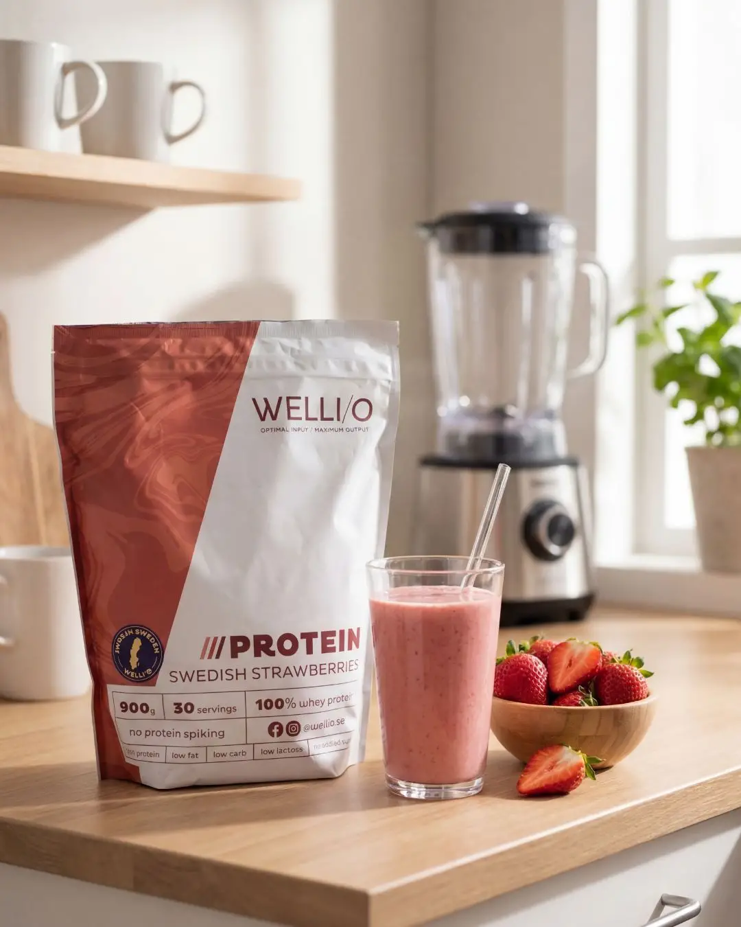 Vassleprotein jordgubb WELLIO