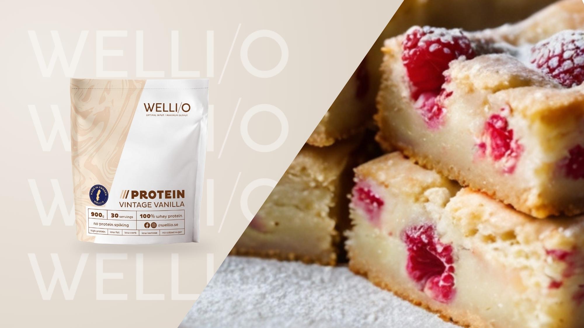 blondie recept med hallon och vit choklad