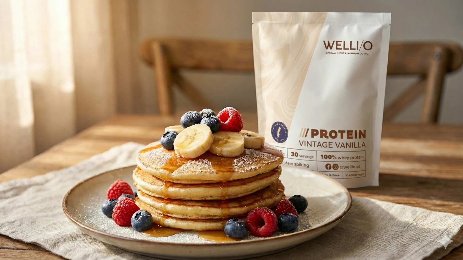 Proteinpannkakor med bär